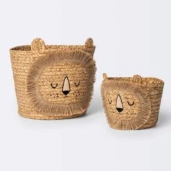 Braided Water Hyacinth Medium Round Storage Basket - Lion - Cloud Island™ -My baby GUEST 08251bcd 8684 4dda 85d5 7e48aef06926