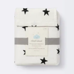 Flannel Fitted Crib Sheet Stars - Cloud Island™ - Cream/Black -My baby GUEST 0a1aa77d 2b76 4ffd b2c3 2042ba7f4d9f