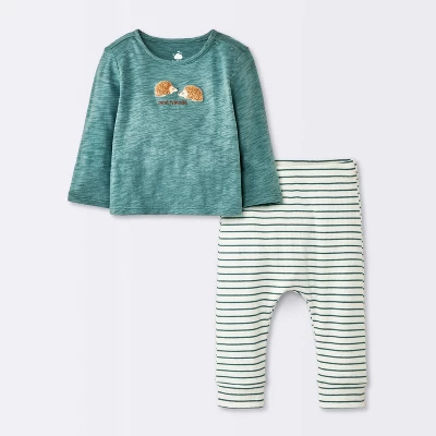 Baby Boys' 2pc Hedgehog Graphic Jogger Pants Set - Cloud Island™ Teal 6 Baby Boys' 2pc Hedgehog Graphic Jogger Pants Set - Cloud Island™ Teal - Image 4