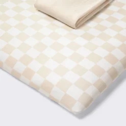 Fitted Play Yard Jersey Sheet - Cream Checks - 2pk - Cloud Island™ -My baby GUEST 14936925 bda5 4066 be44 425c94a75b07