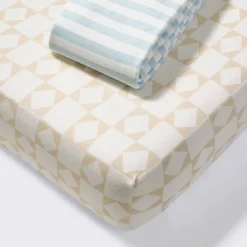 Fitted Jersey Crib Sheet - Stripes & Checks - 2pk - Cloud Island™ -My baby GUEST 16fc8848 4525 47b8 9617 c6d853c10146