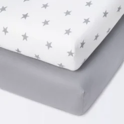 Fitted Mini Crib Jersey Sheet - Cloud Island™ Star/Gray 2pk -My baby GUEST 187ca05c 3897 46a7 be55 536216c3d1d5