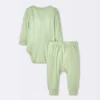 Baby 2pc Neutral Pointelle Top & Bottom Set - Cloud Island™ Green -My baby GUEST 19eef430 e923 4a77 ae22 c2df0d886aec
