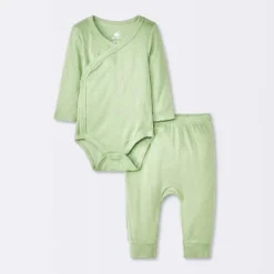 Baby 2pc Neutral Pointelle Top & Bottom Set - Cloud Island™ Green -My baby GUEST 2111f6ef ea90 4ffc 92fe 34c5401769fc