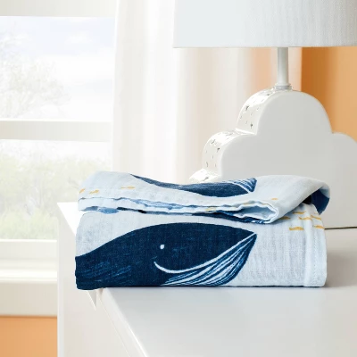 Muslin Swaddle Blanket Whales - White/Blue - Cloud Island™ 3 Muslin Swaddle Blanket Whales - White/Blue - Cloud Island™