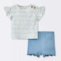Baby Girls' 2pc Striped Pocket T-Shirt & Bike Shorts Set - Cloud Island™ Blue 9 Baby Girls' 2pc Striped Pocket T-Shirt & Bike Shorts Set - Cloud Island™ Blue -My baby GUEST 25d839b8 9c77 492e 932a a0f5cbad0036