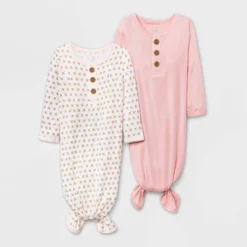 Baby Girls' 2pk Modal Tie NightGown - Cloud Island™ Pink -My baby GUEST 261e7217 0f0a 40b9 bec6 74f8b1f7e4c6
