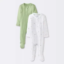 Baby 2pk Cozy Wide Ribbed Mushrooms Sleep N' Play - Cloud Island™ Green -My baby GUEST 284a0085 e0bd 4bf5 b361 1f24fd8dfa02