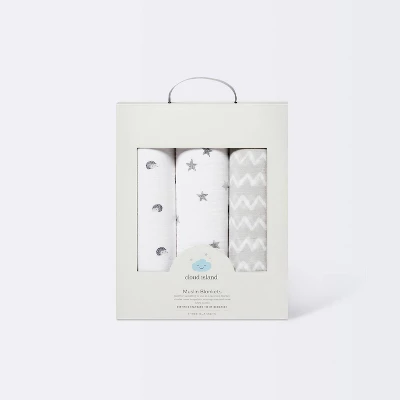 Muslin Swaddle Blankets Hedgehog 3pk - Cloud Island™ 4 Muslin Swaddle Blankets Hedgehog 3pk - Cloud Island™ - Image 2