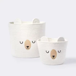 Small Tapered Round Coiled Rope Round Basket Sleepy Bear - Cloud Island™ -My baby GUEST 3c65369e 5ba2 4cda a2ca 9290946c81be