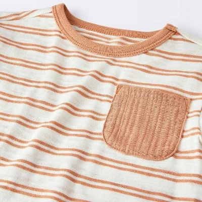 Baby Boys' Rust Striped Pocket T-Shirt & Shorts Set - Cloud Island™ Brown 4 Baby Boys' Rust Striped Pocket T-Shirt & Shorts Set - Cloud Island™ Brown - Image 2
