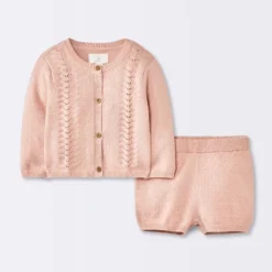 Baby Girls' 2pc Pointelle Sweater Set - Cloud Island™ Pink -My baby GUEST 3e464474 2dc9 4e80 b121 9bb20d6c8fbf
