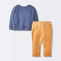 Baby Boys' 2pc Fox Sweatshirt & Corduroy Pants Set - Cloud Island™ Navy Blue