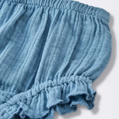 Baby Girls' 2pc Embroidered Floral Gauze Top & Bottom Set - Cloud Island™ Blue 4 Baby Girls' 2pc Embroidered Floral Gauze Top & Bottom Set - Cloud Island™ Blue - Image 3