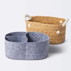 Braided Water Hyacinth With Tufted Embroidery Diaper Caddy Basket - Cloud Island™ -My baby GUEST 4af8ac84 e21a 4e49 9482 b52190eda164