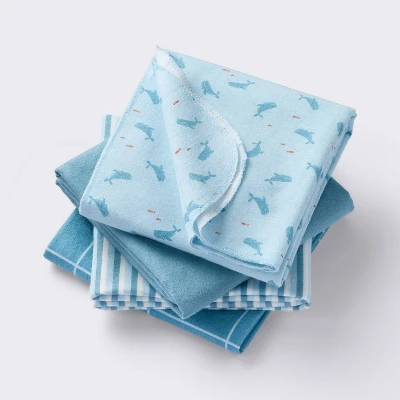 Flannel Baby Blanket - Whales - 4pk - Cloud Island™ 6 Flannel Baby Blanket - Whales - 4pk - Cloud Island™ - Image 4