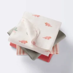 Flannel Baby Blanket - Coral Dinosaurs - 4pk - Cloud Island™ -My baby GUEST 577ac30d 2cac 4991 a88c 966439ec940d