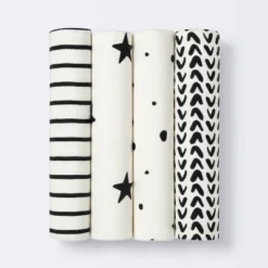 Flannel Baby Blanket - Cloud Island™ - Black/White - 4pk -My baby GUEST 5c421cc6 de1e 4e0c a502 8fa0c3e5b3a0