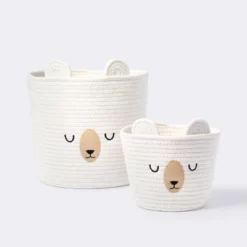 Medium Coiled Rope Round Basket Sleepy Bear - Cream - Cloud Island™ 8 Medium Coiled Rope Round Basket Sleepy Bear - Cream - Cloud Island™ -My baby GUEST 703c8dda 6b78 47a5 a7ee 058a610b984a