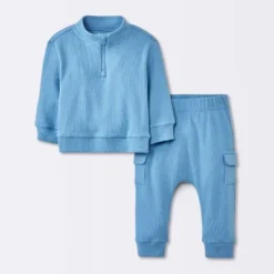 Baby Boys' 2pc Cozy Quarter Zip Top & Bottom Set - Cloud Island™ Blue -My baby GUEST 7642aa95 a5fd 4e8e b76b 288443215c9f