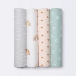 Flannel Baby Blankets Rainbow - Cloud Island™ 4pk -My baby GUEST 7e6e6d41 5d19 4627 bade d95e01d221dc