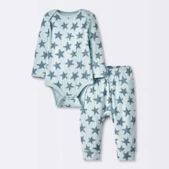 Baby 2pc Stars Wide Ribbed Top & Bottom Set - Cloud Island™ Blue -My baby GUEST 80c0909e 6e3d 4013 b9df 7bbf053c64be