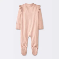 Baby Girls' 2pk Cozy Wide Ribbed Floral Sleep N' Play - Cloud Island™ Pink/Blue