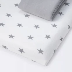 Fitted Play Yard Jersey Sheet Scatter Star And Solid Gray - Cloud Island™ 2pk -My baby GUEST 82e51338 6b1f 44d1 9a0b 8a87054cd162