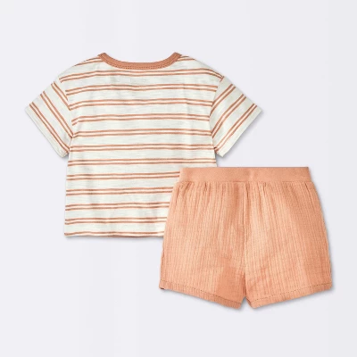 Baby Boys' Rust Striped Pocket T-Shirt & Shorts Set - Cloud Island™ Brown 3 Baby Boys' Rust Striped Pocket T-Shirt & Shorts Set - Cloud Island™ Brown