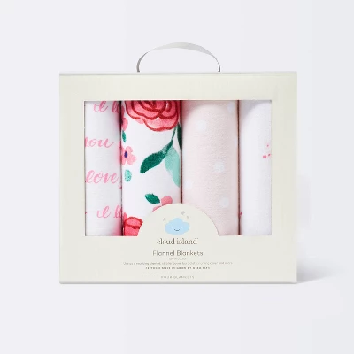 Flannel Baby Blanket In Bloom - Pink - 4pk - Cloud Island™ 4 Flannel Baby Blanket In Bloom - Pink - 4pk - Cloud Island™ - Image 2