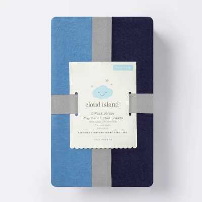 Fitted Playard Jersey Sheet - Cloud Island™ Navy & Blue 2pk 5 Fitted Playard Jersey Sheet - Cloud Island™ Navy & Blue 2pk - Image 3