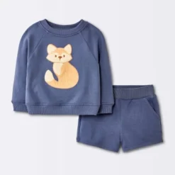 Baby Boys' 2pc Fox Applique Sweatshirt & Shorts Set - Cloud Island™ Navy Blue -My baby GUEST 9cdde992 3628 4450 800b 796e5b61a0da