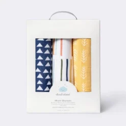 Muslin Swaddle Blankets Primary - Cloud Island™ Navy/Yellow 3pk -My baby GUEST 9f0258ef cb1b 4557 9170 4d16543ef2d9