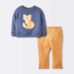 Baby Boys' 2pc Fox Sweatshirt & Corduroy Pants Set - Cloud Island™ Navy Blue -My baby GUEST a08986dc 50a3 4c53 9261 0123ed2ea263