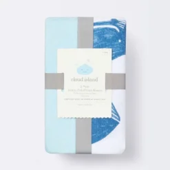 Fitted Jersey Crib Sheet Whales - Solid Blue - 2pk - Cloud Island™ -My baby GUEST a7687748 f28c 432a a386 ec9fef5228c2