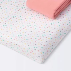 Fitted Play Yard Jersey Sheet - Cloud Island™ Confetti/Coral 2pk -My baby GUEST aa56a9e8 f732 46c7 a1b3 1e30e213df10