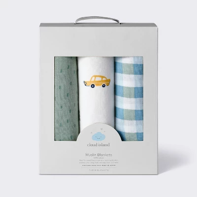 Muslin Swaddle Baby Blanket - Transportation - 3pk - Cloud Island™ 5 Muslin Swaddle Baby Blanket - Transportation - 3pk - Cloud Island™ - Image 3