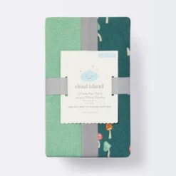 Fitted Jersey Play Yard Crib Sheet - Mushroom/Solid Green - 2pk - Cloud Island™ -My baby GUEST b9764904 d2c3 4282 9904 d6f8eafb57f3