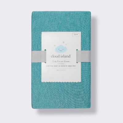 Polyester Rayon Fitted Crib Sheet - Teal - Cloud Island™ 5 Polyester Rayon Fitted Crib Sheet - Teal - Cloud Island™ - Image 3