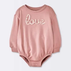 Baby Girls' Love Sweatshirt Romper - Cloud Island™ Pink -My baby GUEST c162c7b4 7878 4241 9675 089373389640