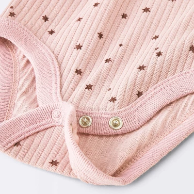 Baby Girls' 2pc Stars Wide Ribbed Long Sleeve Top & Pants Set - Cloud Island™ Pink 4 Baby Girls' 2pc Stars Wide Ribbed Long Sleeve Top & Pants Set - Cloud Island™ Pink - Image 2