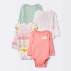 Baby Girls' 4pk Long Sleeve Bodysuit - Cloud Island™ Floral -My baby GUEST d6cf913a 1dd8 417e a034 f2d2d36d4303