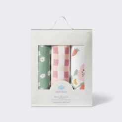 Muslin Swaddle Baby Blanket - Floral Gingham - 3pk - Cloud Island™ -My baby GUEST dc5c9b9f 5f40 4544 8170 5f803e704612