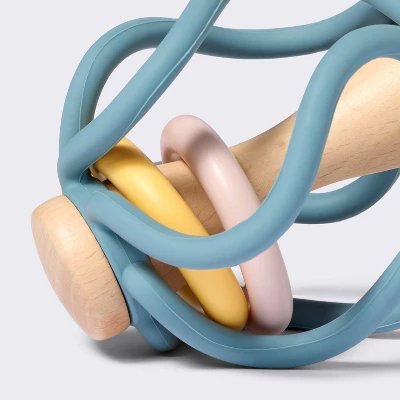 Silicone And Wood Ball Rattle Baby Toy - Cloud Island™ 4 Silicone And Wood Ball Rattle Baby Toy - Cloud Island™ - Image 2