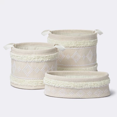 Tufted Fabric Medium Round Storage Basket - Khaki And Cream - Cloud Island™ 5 Tufted Fabric Medium Round Storage Basket - Khaki And Cream - Cloud Island™ - Image 3