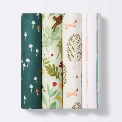 Flannel Baby Blanket Fauna - Green/White/Pink - 4pk - Cloud Island™ -My baby GUEST e2d0a3c9 6a00 44cd 8ccb 46129dcc05eb