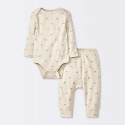 Baby 2pc Weiner Dogs Wide Ribbed Top & Bottom Set - Cloud Island™ Khaki -My baby GUEST e54da578 907b 44c7 82ce ba08e0de41e3