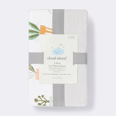 Fitted Crib Sheet - Cloud Island™ - Plants/Gray - 2pk 4 Fitted Crib Sheet - Cloud Island™ - Plants/Gray - 2pk - Image 2