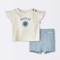 Baby Girls' Soliel Modal T-Shirt & Bike Shorts Set - Cloud Island™ Off-White -My baby GUEST e7aca8fb 4750 488e 82bd 22553387c555