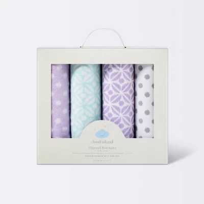 Flannel Baby Blankets Pretty In Purple 4pk - Cloud Island™ Purple 4 Flannel Baby Blankets Pretty In Purple 4pk - Cloud Island™ Purple - Image 2